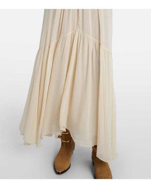 Isabel Marant Natural Briane Gathered Muslin Maxi Dress