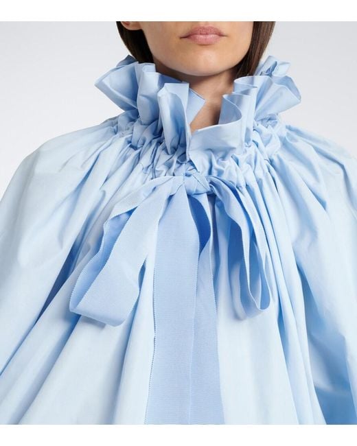 Patou Blue Bow-Detail Cotton Poplin Blouse