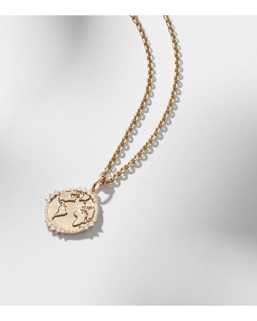 Sydney Evan Metallic World Traveler 14Kt Pendant Necklace With Diamonds