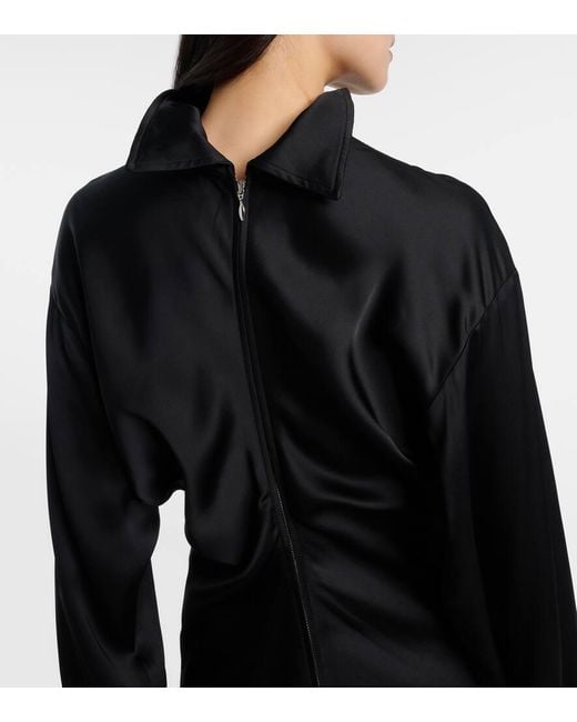 Totême  Black Gathered Satin Top