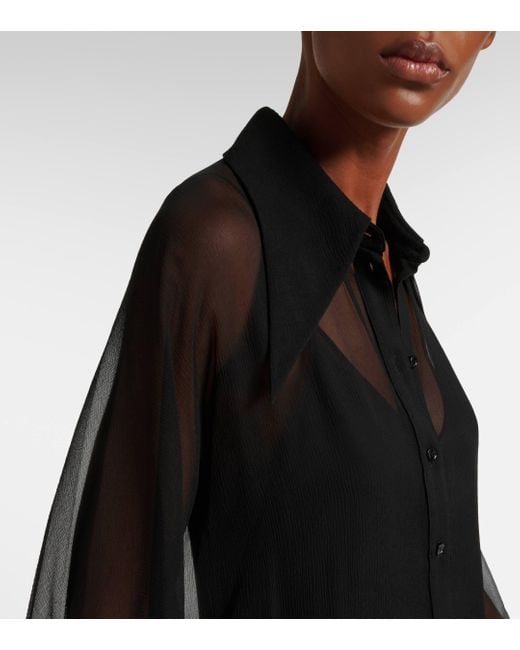 Chloe Silk Chiffon Shirt Dress in Black Lyst UK