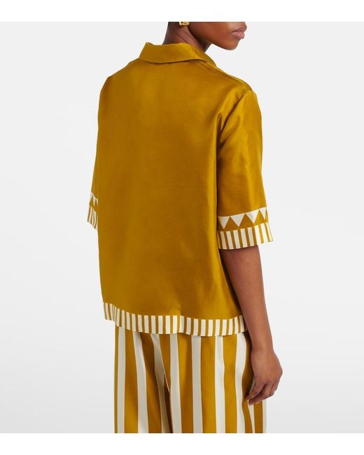 Eres Metallic Emeraude Floral Silk Twill Shirt