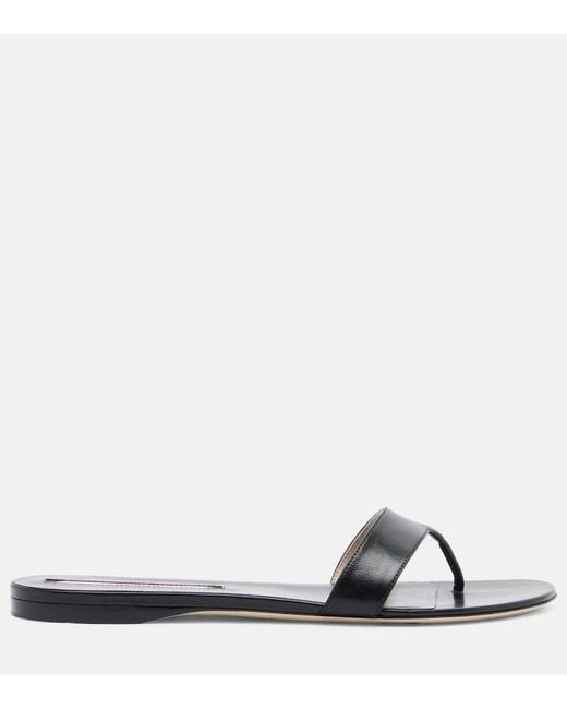 Christen Black Helix Leather Thong Sandals