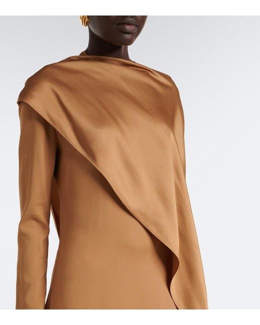 Taller Marmo Natural Mounia Caped Crepe Cady Gown