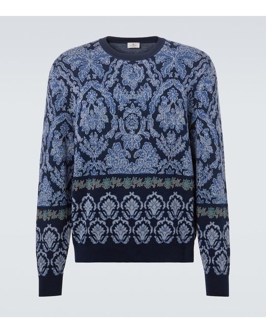 Jersey De Algodon En Intarsia Etro de hombre de color Blue