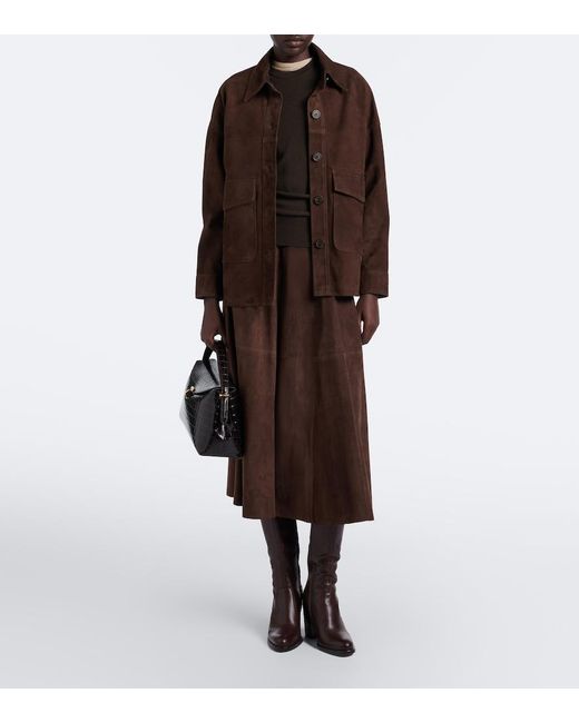 Arma Brown Eleni Suede Midi Skirt