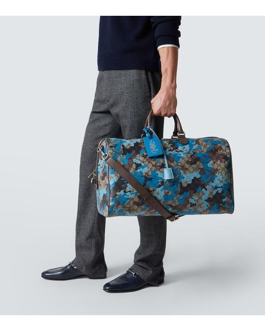 Gucci Blue Large Gg Canvas Duffel Bag for men