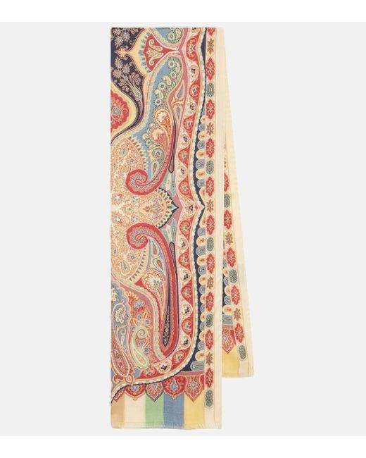 Etro Multicolor Paisley Cashmere And Silk Scarf