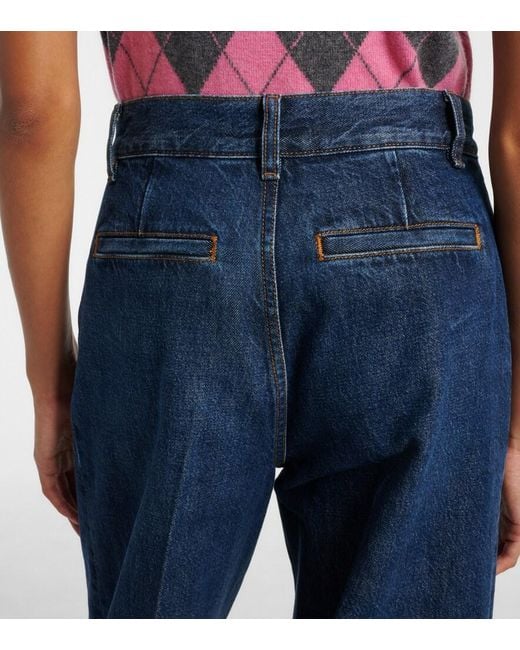 FRAME Blue High-Rise Wide-Leg Jeans