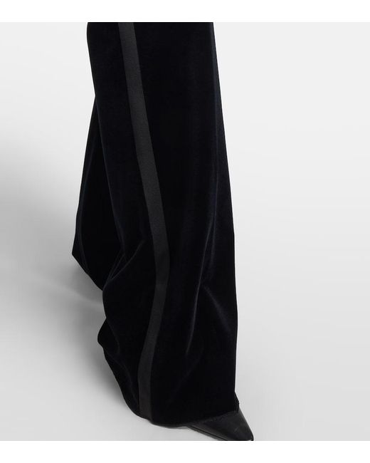 Max Mara Black Vetrino Cotton Velvet Flared Pants