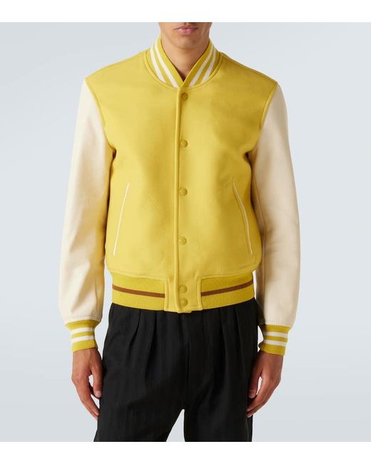 Tom Ford Collegejacke Aus Wolle Und Leder in Yellow für Herren