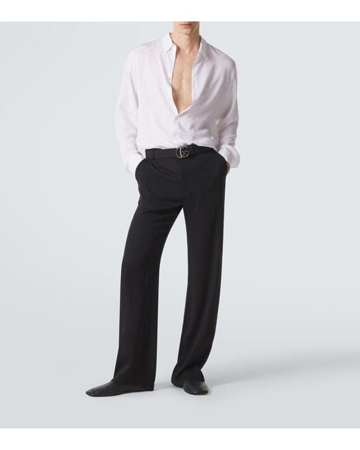 Gucci White Gg Silk Jacquard Shirt for men