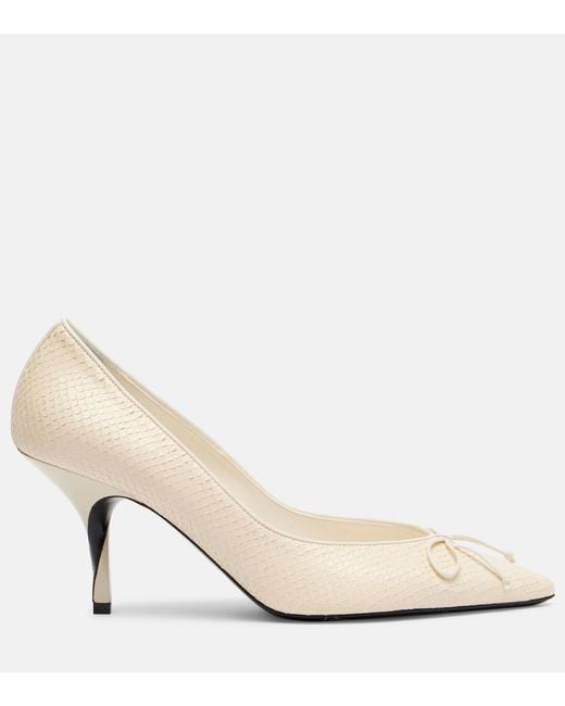 Jacquemus White Tourni Snake-Effect Leather Pumps