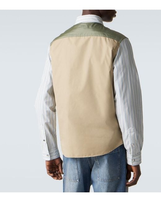Moncler Blue Striped Cotton Poplin Zip-Up Shirt for men