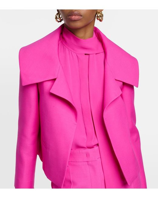 Valentino Pink Cropped-Jacke aus Wolle und Seide