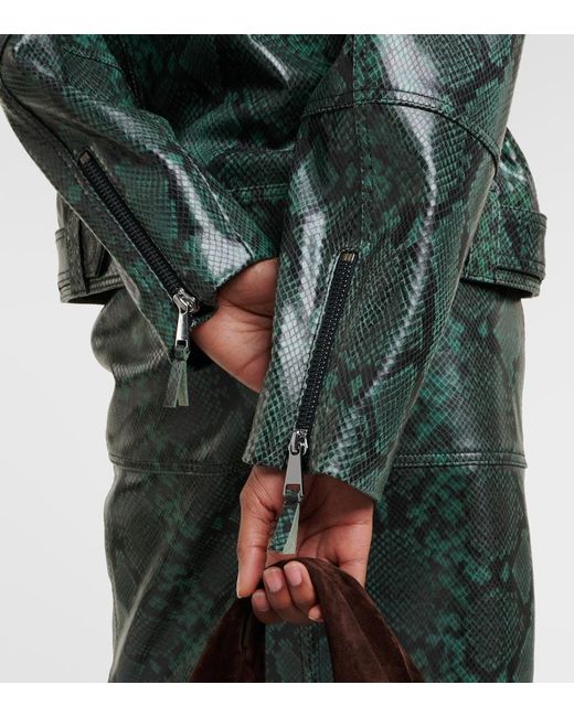 Dorothee Schumacher Green Urban Jungle Snake-Print Leather Jacket