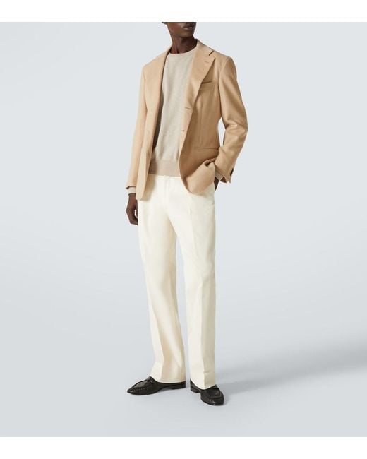 Saman Amel Natural Camel Hair Suit Jacket for men