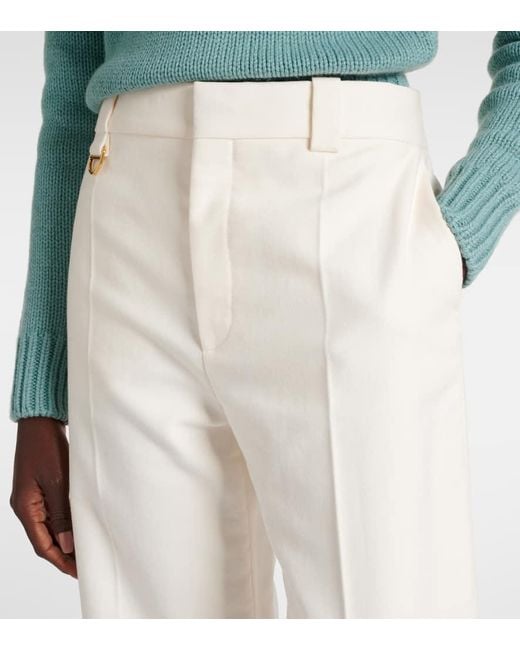 Chloé White Gerade High-Rise-Hose Aus Baumwolle