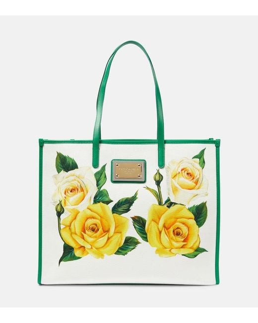 Dolce & Gabbana Yellow Bedruckte Tote Majolica Large aus Canvas