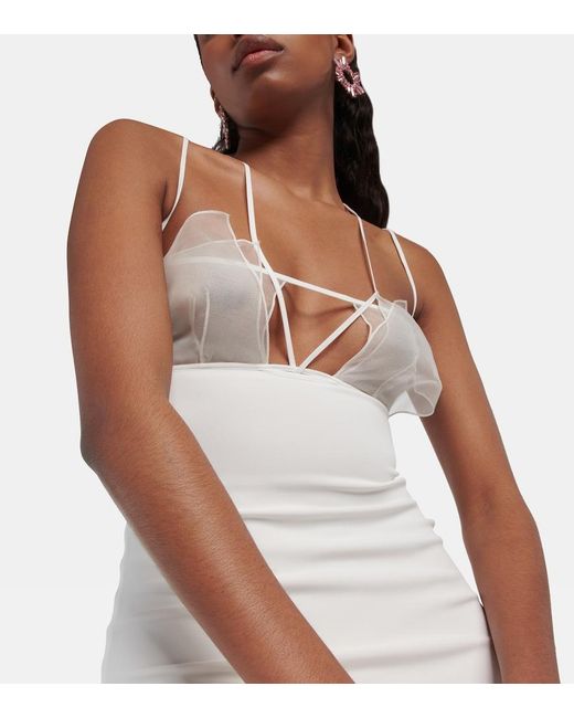 Nensi Dojaka White Bridal Cutout Crepe Gown
