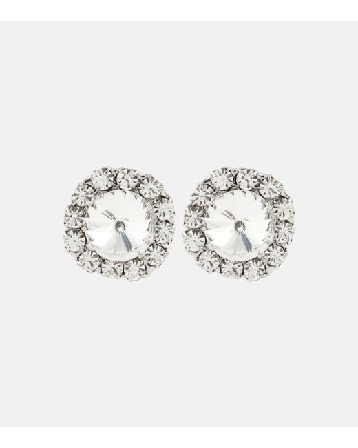 Jennifer Behr White Dominque Crystal-embellished Earrings