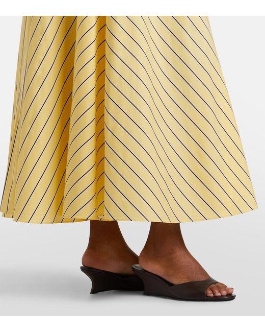 Staud Yellow Milano Striped Cotton Maxi Skirt
