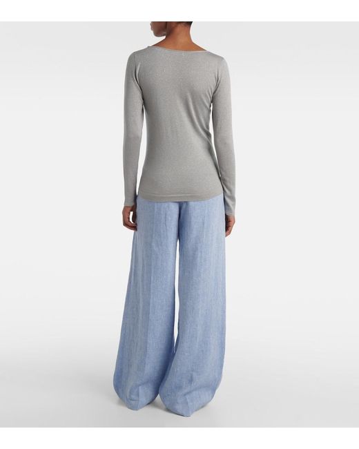 Brunello Cucinelli Gray Sparkling Cashmere And Silk-Blend Sweater