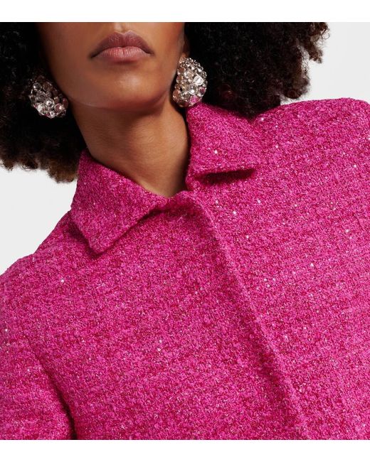 Valentino Pink Vgold Cropped Lame Tweed Jacket