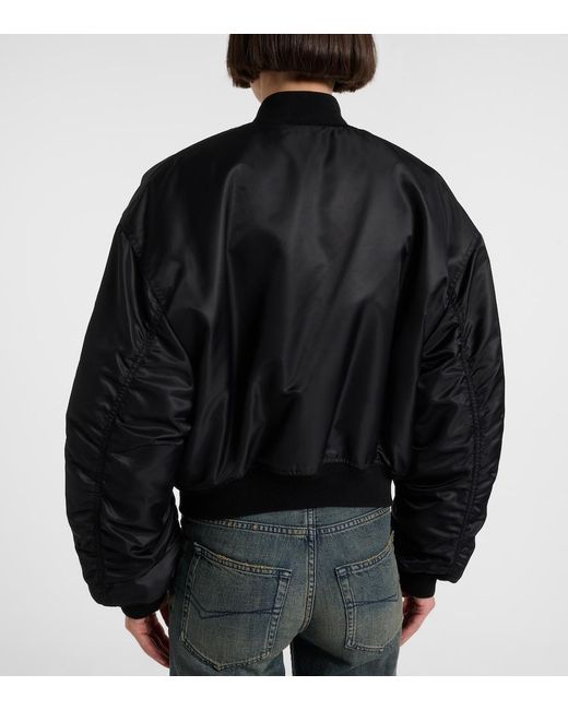 Balenciaga Black Standard Technical Satin Bomber Jacket