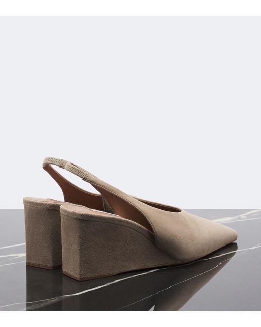 Alaïa Natural Suede Wedge Slingback Pumps