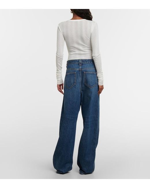 Khaite Blue Bacall Mid-rise Wide-leg Jeans