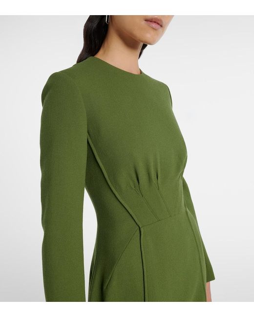 Emilia Wickstead Green Collinson Wool Crepe Midi Dress