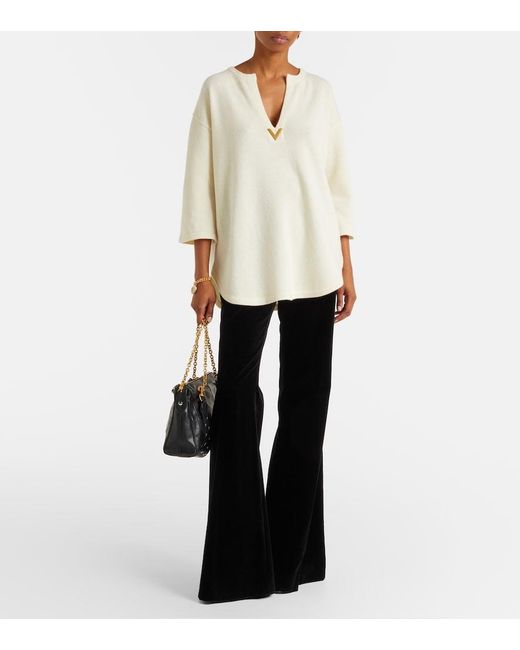 Valentino White Vgold Virgin Wool Sweater