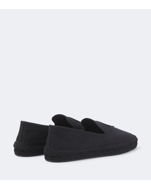 Christian Louboutin Black Emboroidered Canvas Espadrilles for men