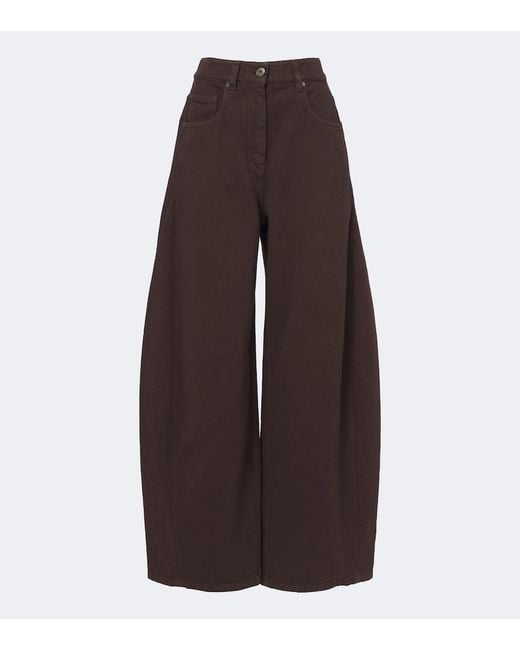 Brunello Cucinelli Brown Monili Wide-Leg Jeans