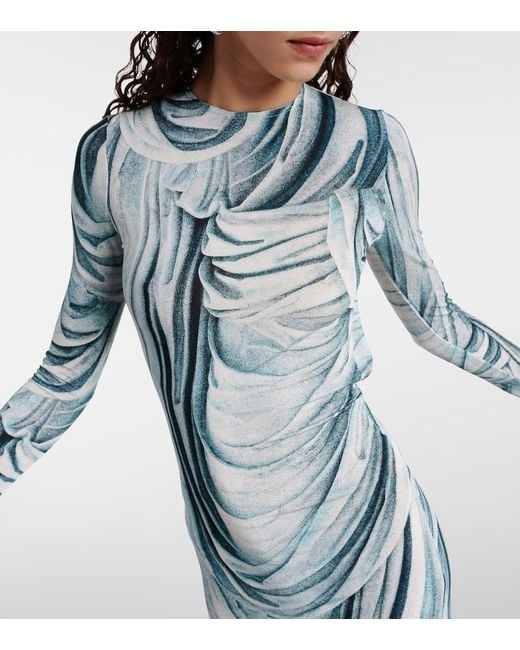Rabanne Green Printed Jersey Maxi Dress