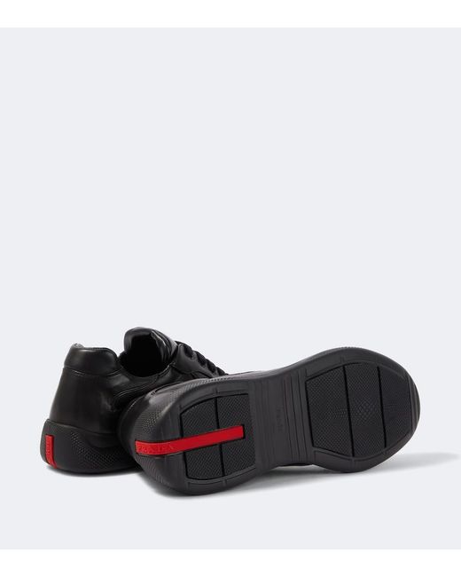 Prada Black America's Cup Leather Sneakers for men