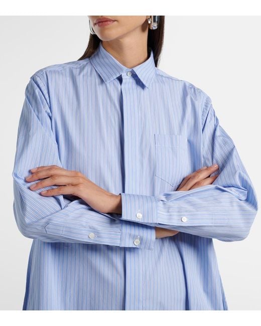 Sacai Blue Striped Cotton Poplin Shirt Dress