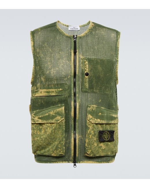 Stone Island Green Mesh Cotton Vest for men