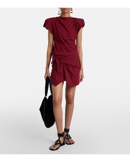 Isabel Marant Red Sebani Asymmetric Cotton T-Shirt