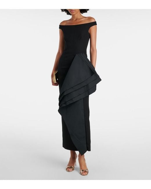 Safiyaa Black Bree Draped Midi Dress