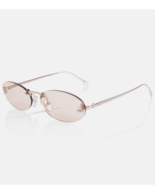 Fendi Natural First Crystal Oval Sunglasses