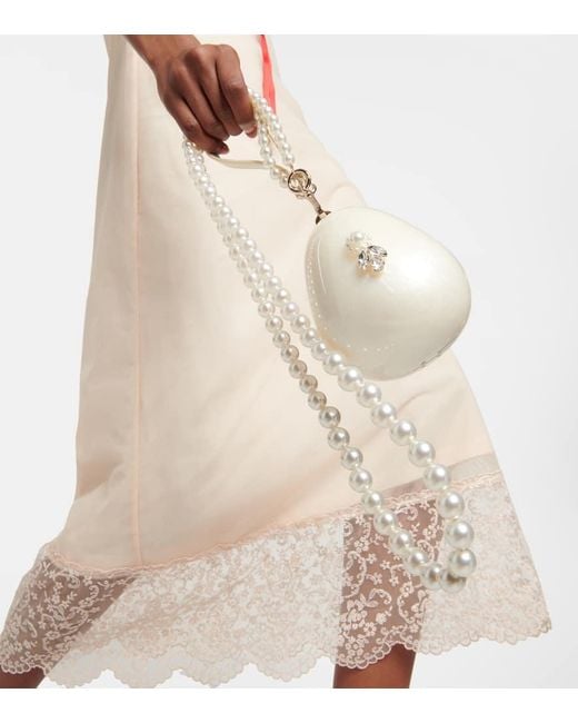 Simone Rocha White Mini Egg Pearl And Crystal Clutch