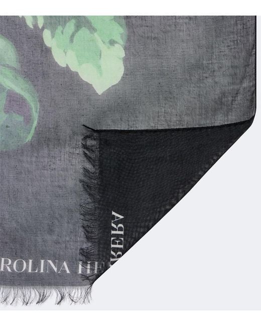 Carolina Herrera Green Floral Scarf