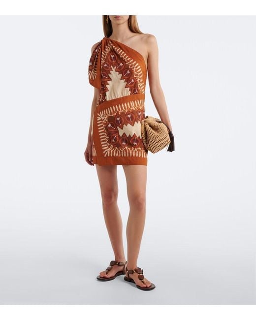 Johanna Ortiz Orange Printed Cotton Minidress