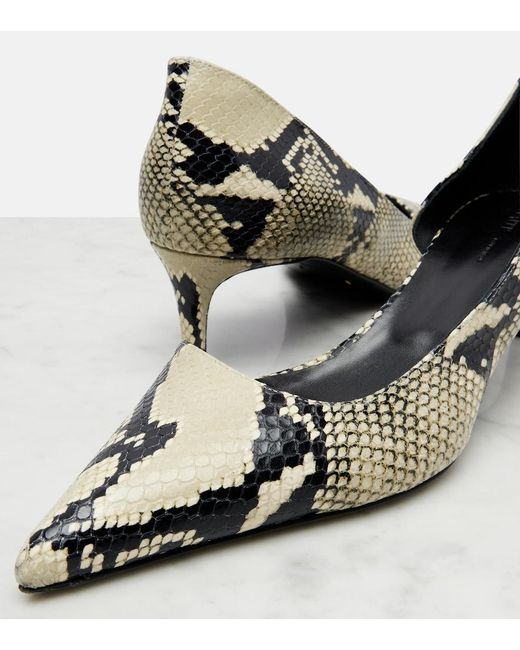 Khaite Black Jett D'Orsay 45 Snake-Effect Leather Pumps