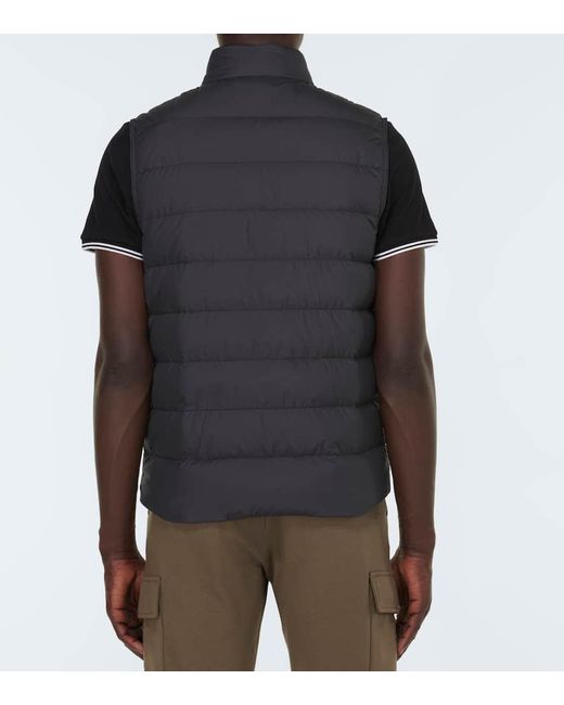 Moncler Black Lechtal Down-paneled Leather-trimmed Vest for men