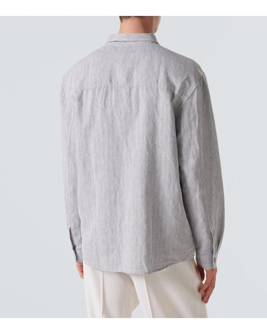 Frescobol Carioca Gray Nuno Cotton And Linen Overshirt for men