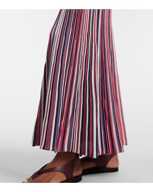 Faithfull The Brand Purple Citara Striped Cotton-Blend Maxi Dress