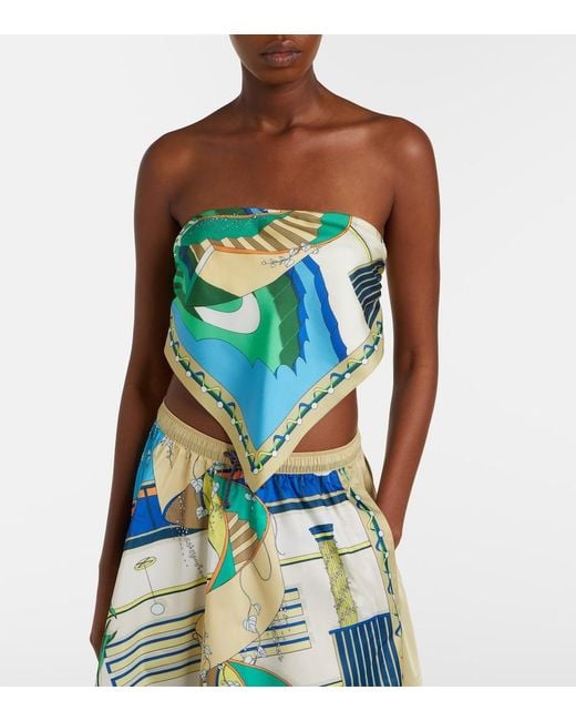Tory Burch Blue Printed Silk Top